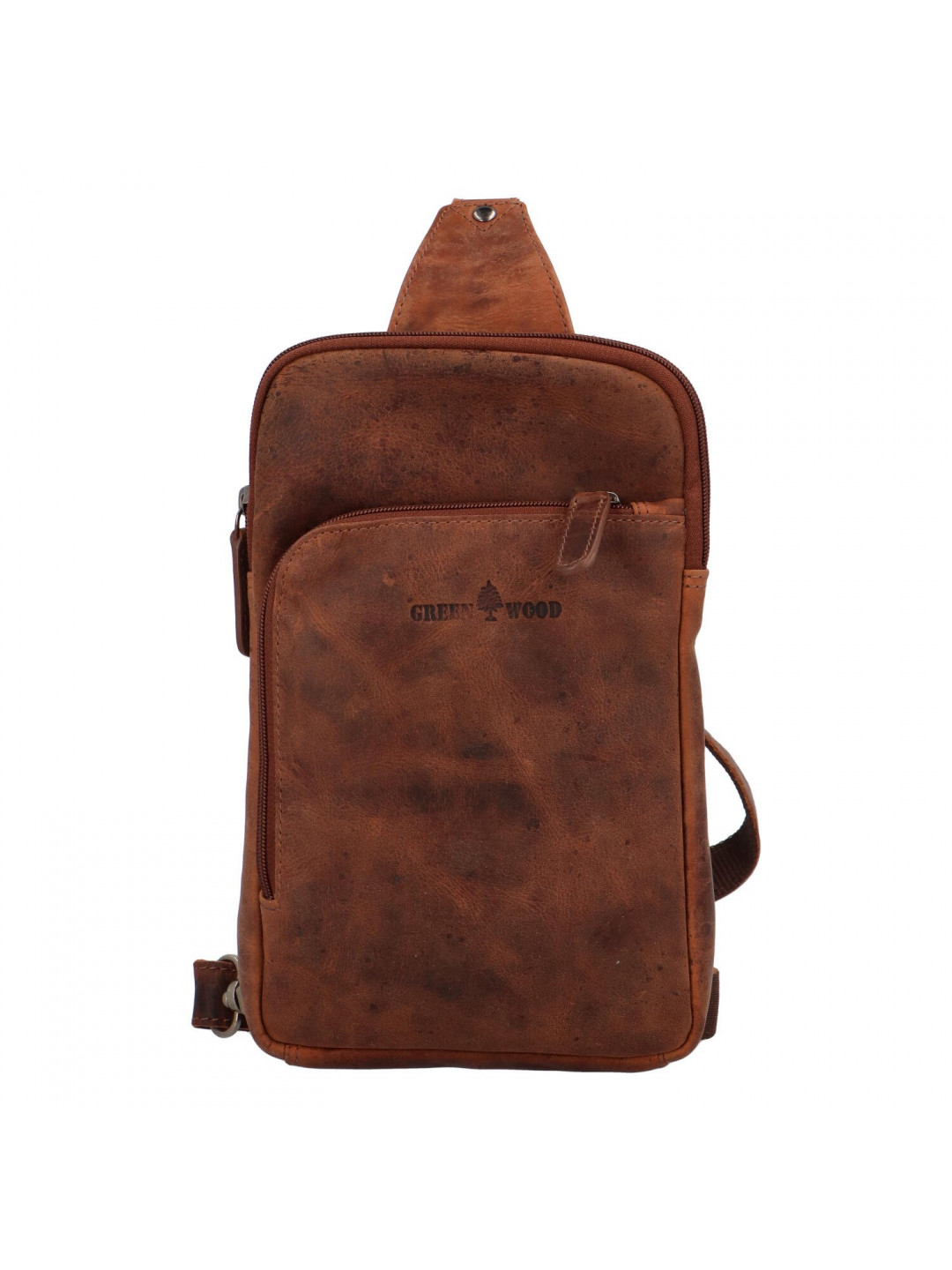 Kožený crossbody batůžek khaki – Greenwood Awelaos